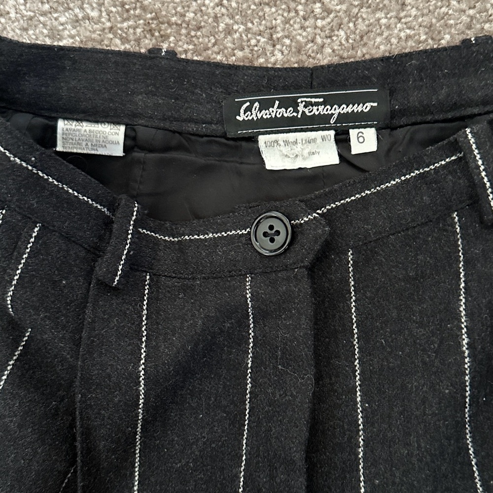 Salvatore Ferragamo Black Pinstripe Pant/Trousers